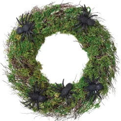 Party City Natural Moss Spider Wreath, 18.5In| Door Décor & Signs