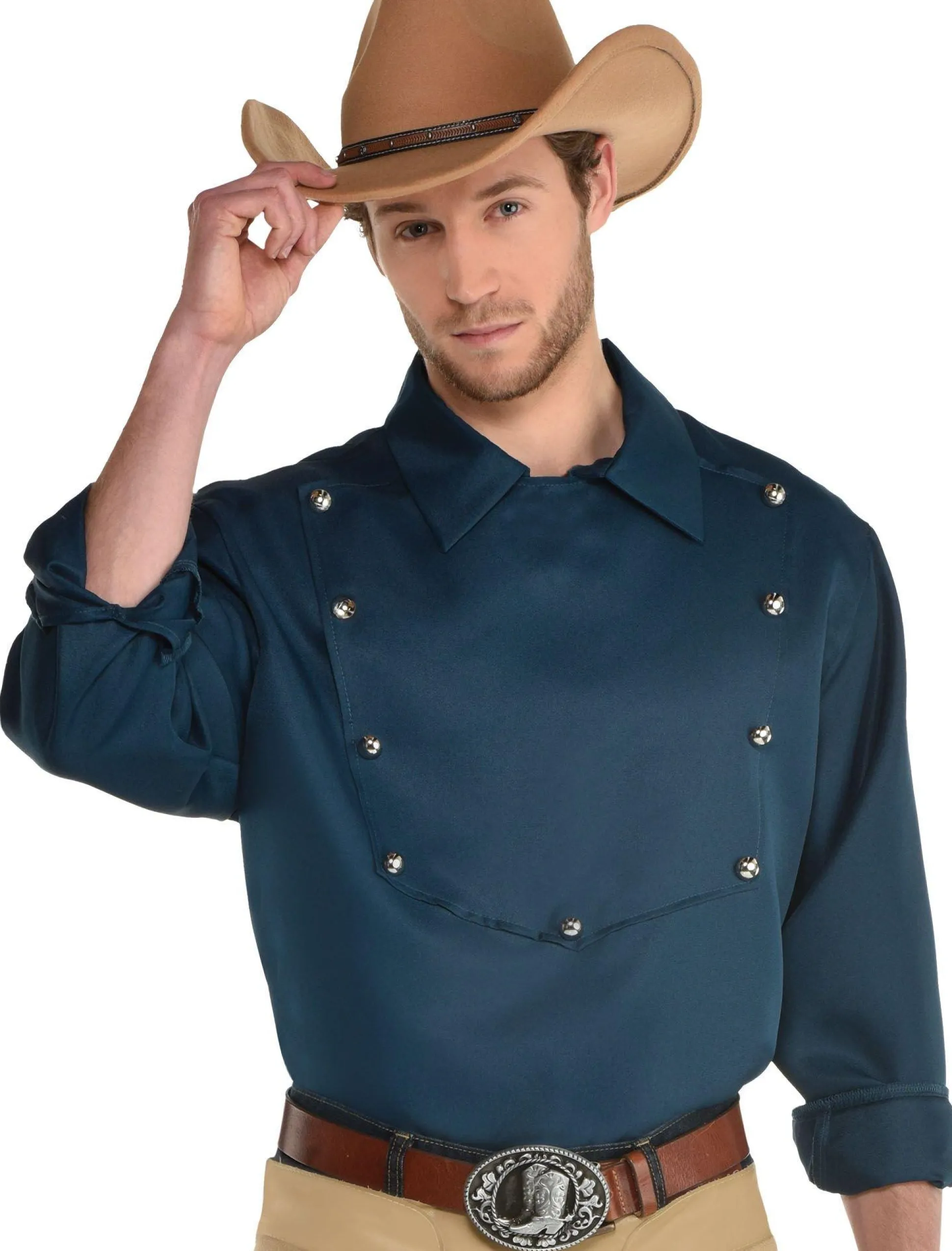 Party City Navy Blue Cowboy Collared Shirt For Adults|Men Cowboy & Western