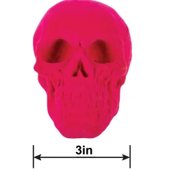Party City Neon Pink Black Light Reactive Flocked Skull Decoration, 3.46In| Boneyard Glam