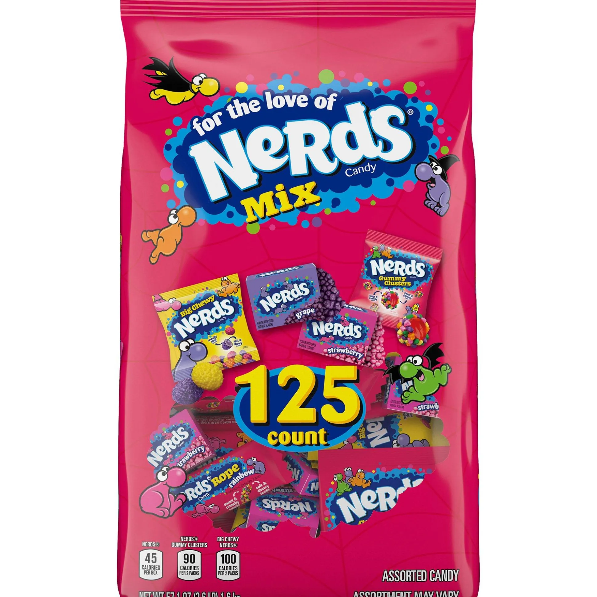 Nestle Nerds Mix Fun Size Variety Bag, 57.1Oz, 125Pc| Trunk Or Treat