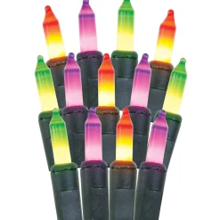 Party City Orange, Purple, & Green Frosted Incandescent String Lights, 100 Bulbs, 21Ft| Strobe Lights & Black Lights