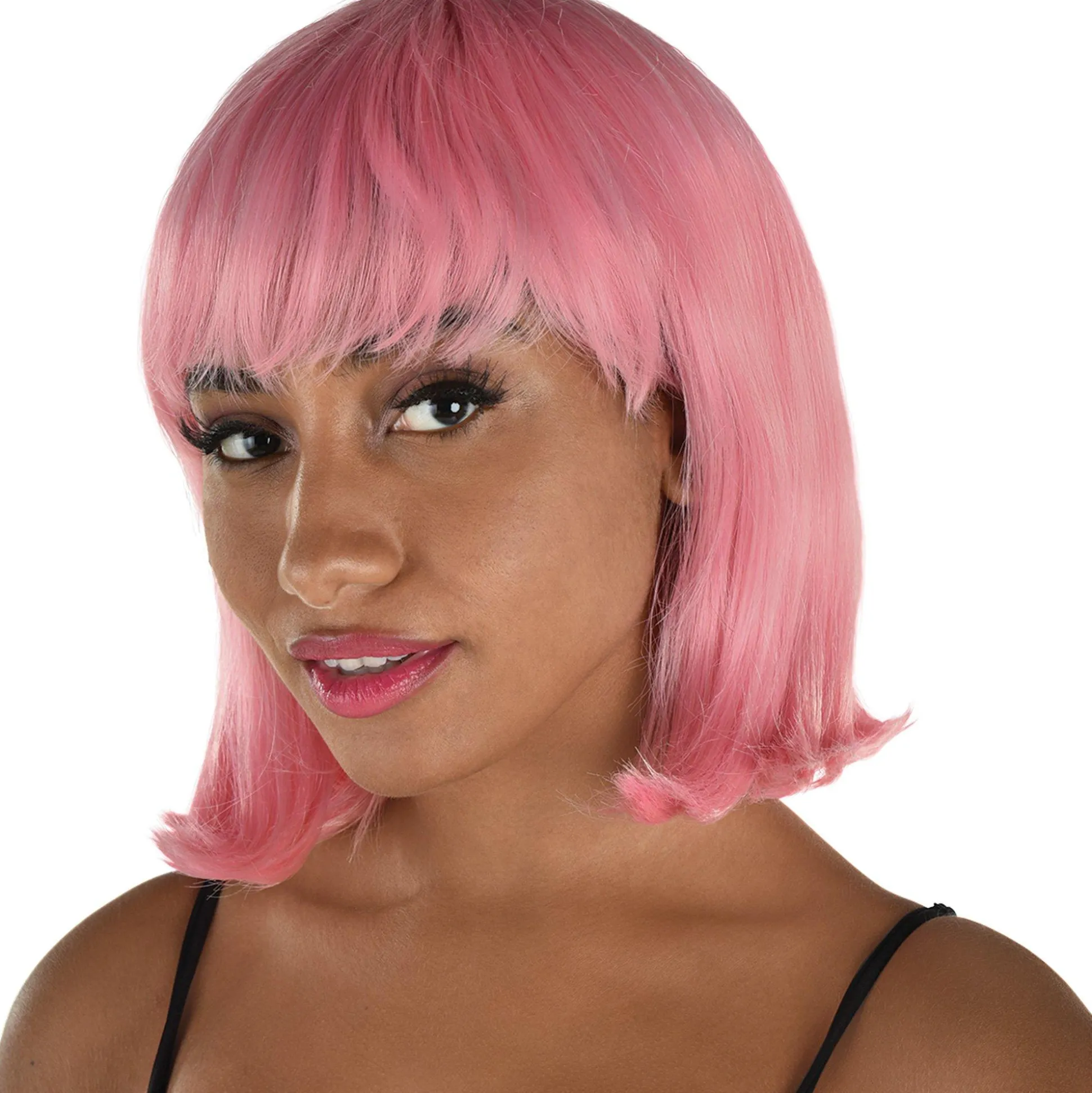 Online Pink Bob Wig With Bangs Wigs