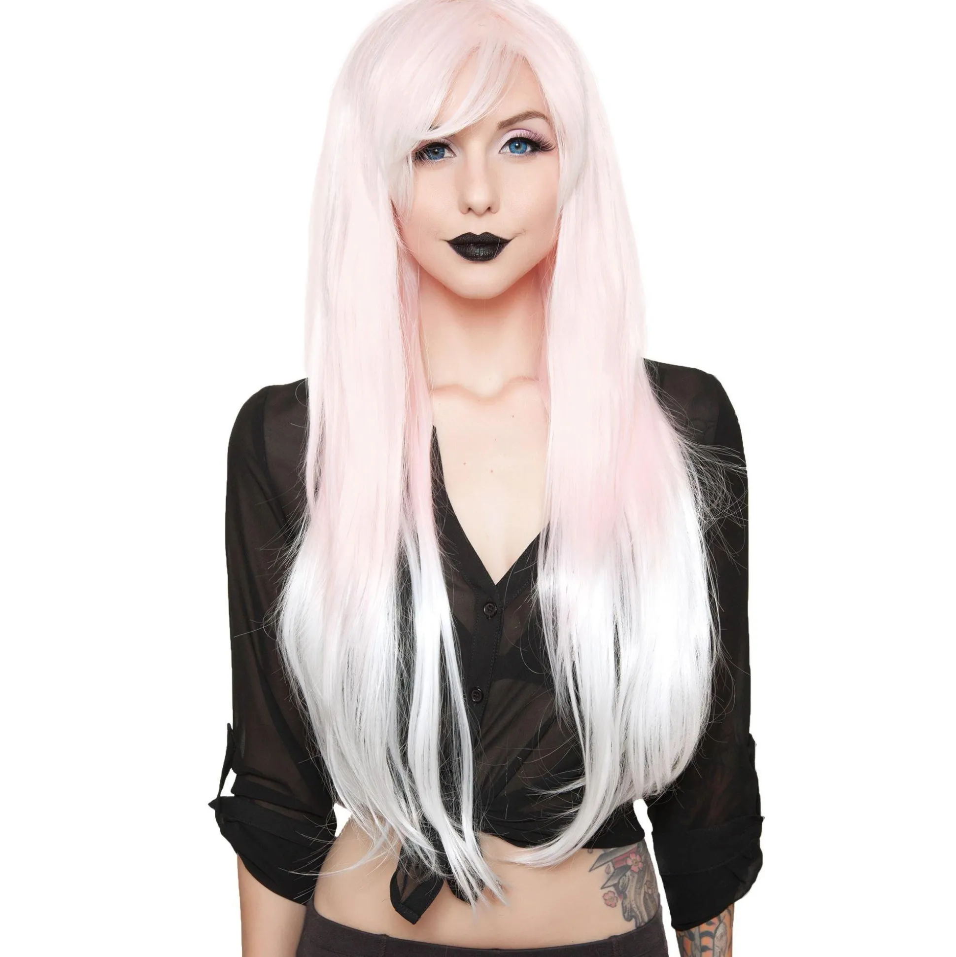 Cheap Pink To White Ombre Wig Wigs