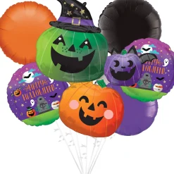 Party City Pumpkin Witch Trio Halloween Foil Balloon Bouquet, 6Pc| Balloons