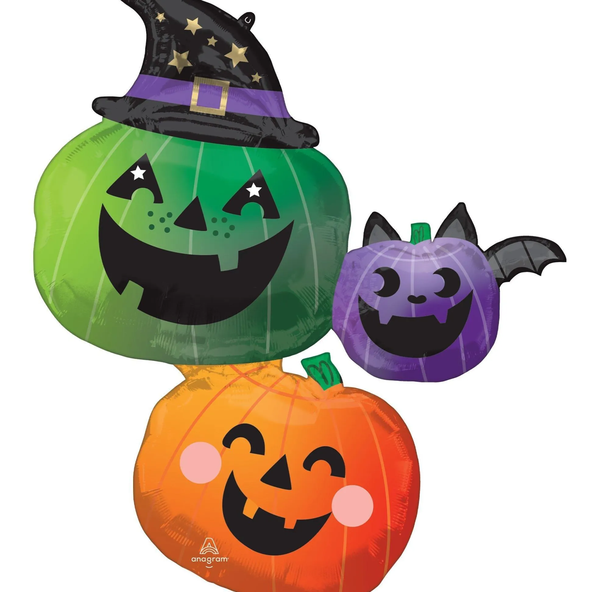 Party City Pumpkin Witch Trio Halloween Foil Balloon Bouquet, 6Pc| Balloons