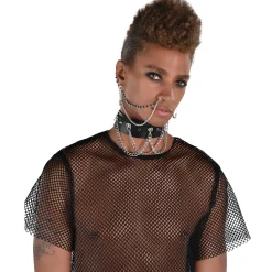 Store Punk Jewelry Set, 3Pc - Safety Pin Earrings & Nose To Ear Chain Jewelry