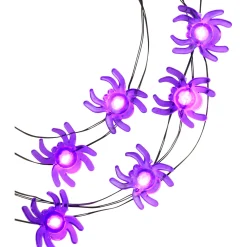 Party City Purple Spider Halloween Led Plastic String Lights, 20 Bulbs, 6.3Ft| Strobe Lights & Black Lights