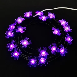 Party City Purple Spider Halloween Led Plastic String Lights, 20 Bulbs, 6.3Ft| Strobe Lights & Black Lights