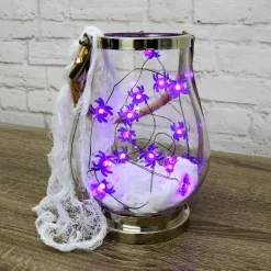 Party City Purple Spider Halloween Led Plastic String Lights, 20 Bulbs, 6.3Ft| Strobe Lights & Black Lights