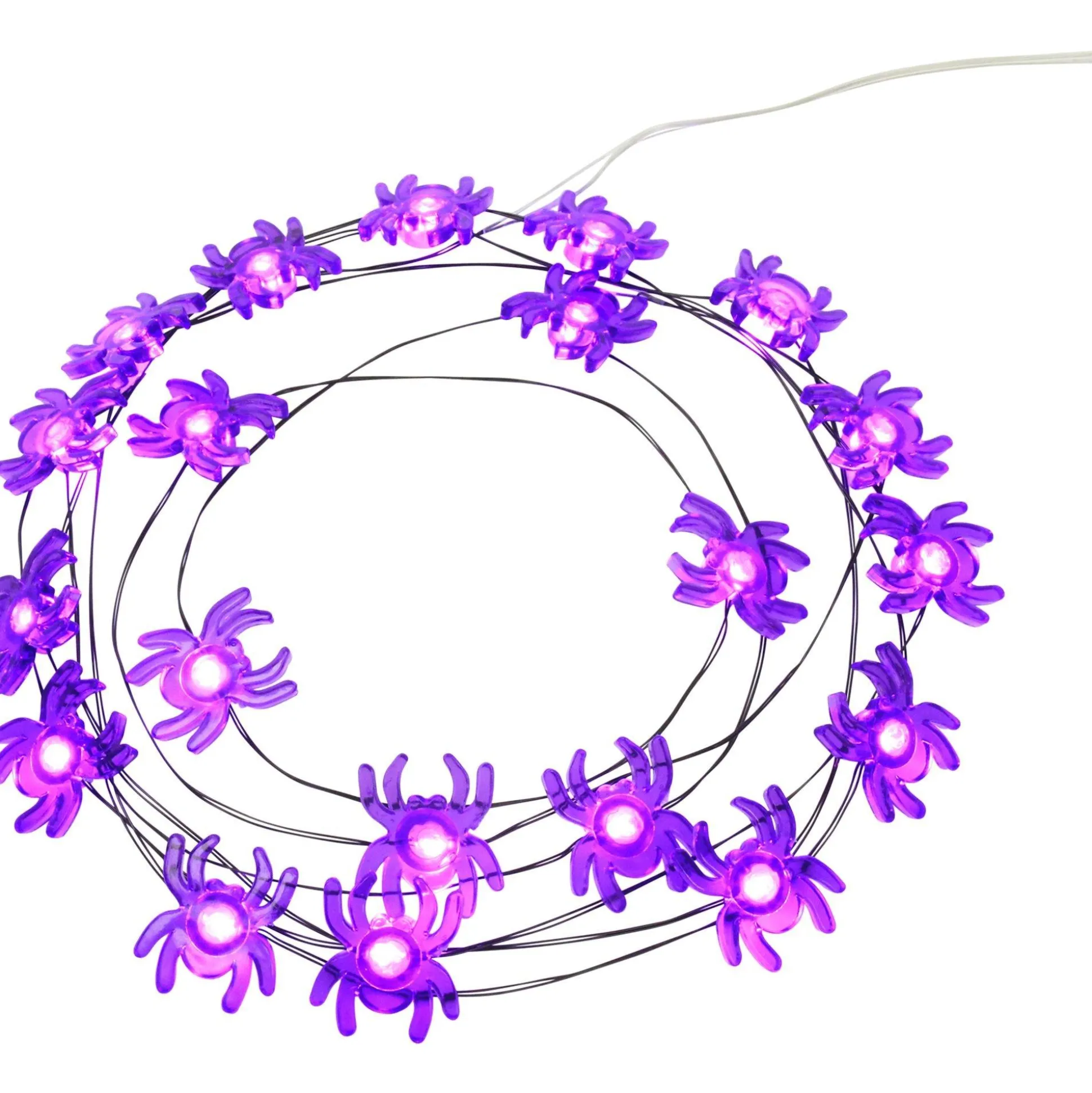 Party City Purple Spider Halloween Led Plastic String Lights, 20 Bulbs, 6.3Ft| Spiderweb Night