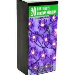 Party City Purple Spider Halloween Led Plastic String Lights, 20 Bulbs, 6.3Ft| Spiderweb Night