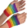 Clearance Rainbow Fishnet Fingerless Gloves Gloves