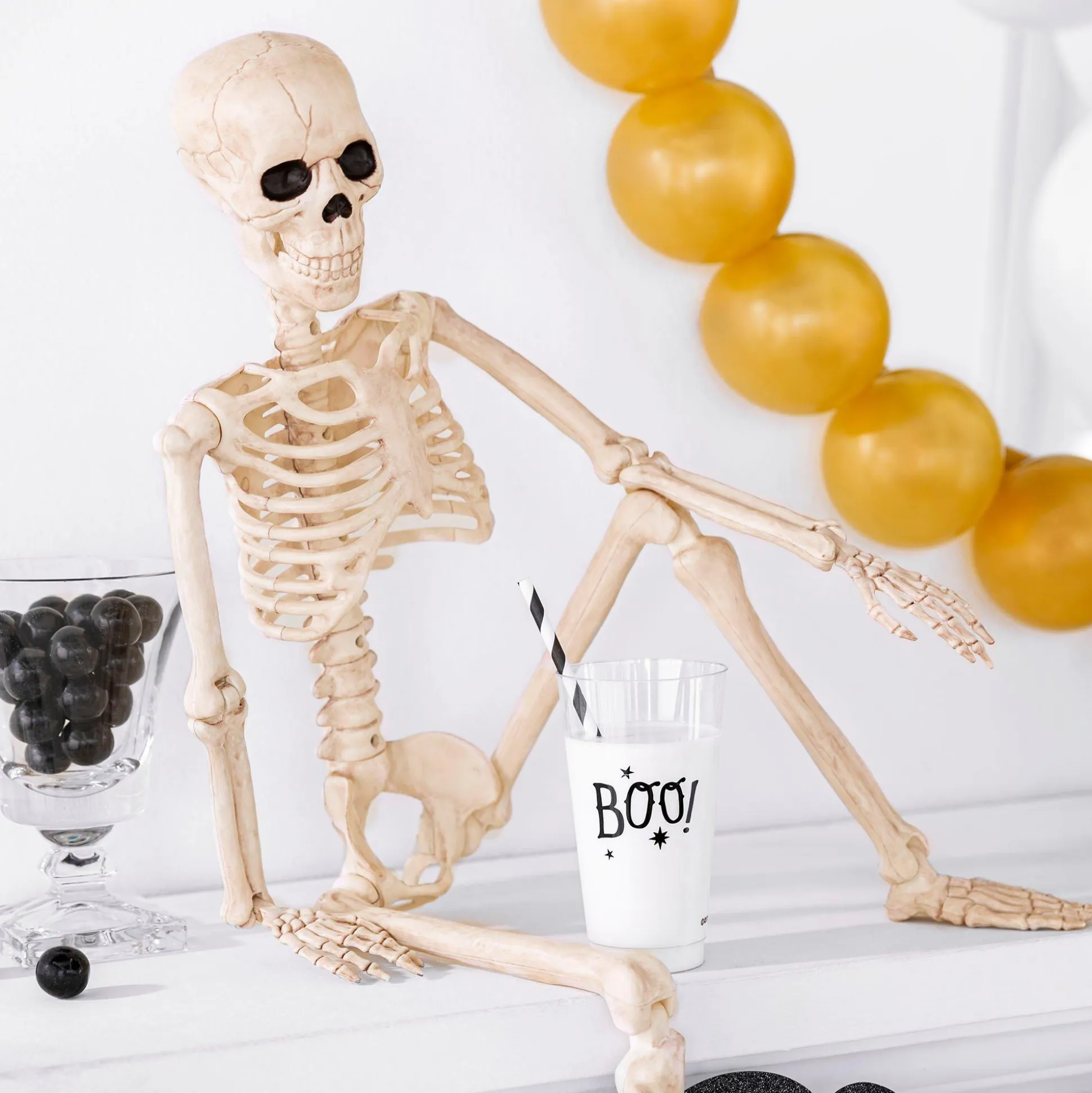 Party City Realistic Hanging Skeleton, 3Ft - Halloween Decoration| Boneyard Glam