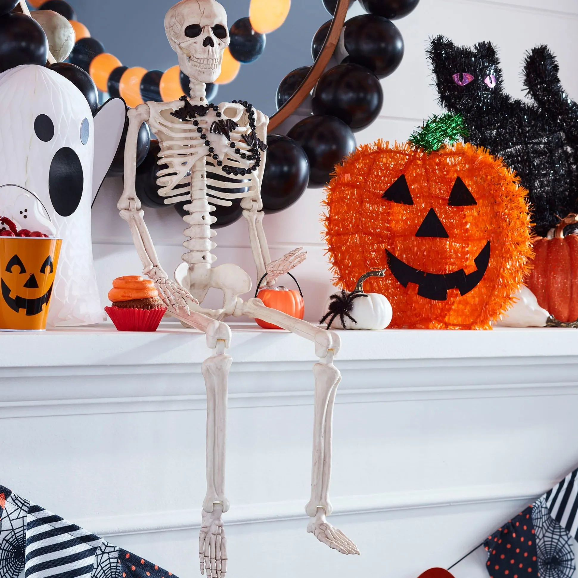 Party City Realistic Hanging Skeleton, 3Ft - Halloween Decoration| Boneyard Glam