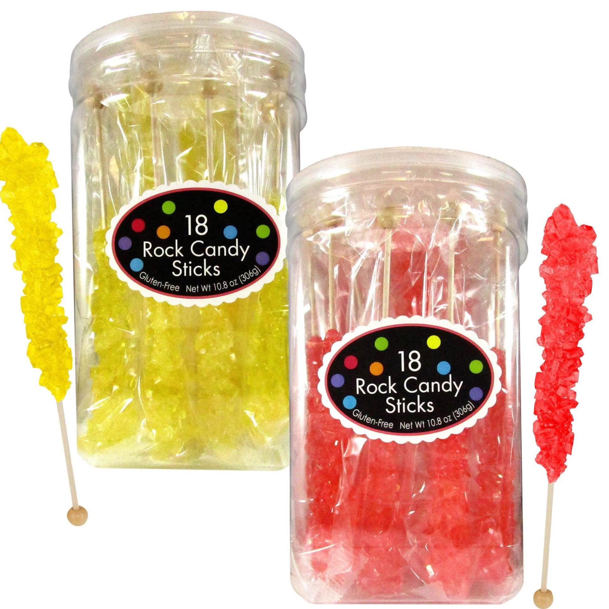 Clearance Red & Yellow Team Colors Rock Candy Sticks, 36Ct - Cherry & Lemon Candy Buffet By Color
