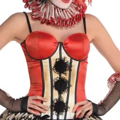 Best Sale Red Vintage Clown Corset - Freak Show Corsets