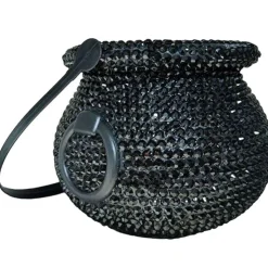 Party City Rhinestone Black Plastic Cauldron, 4.7In X 4.7In| Favors & Favor Bags
