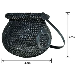 Party City Rhinestone Black Plastic Cauldron, 4.7In X 4.7In| Favors & Favor Bags