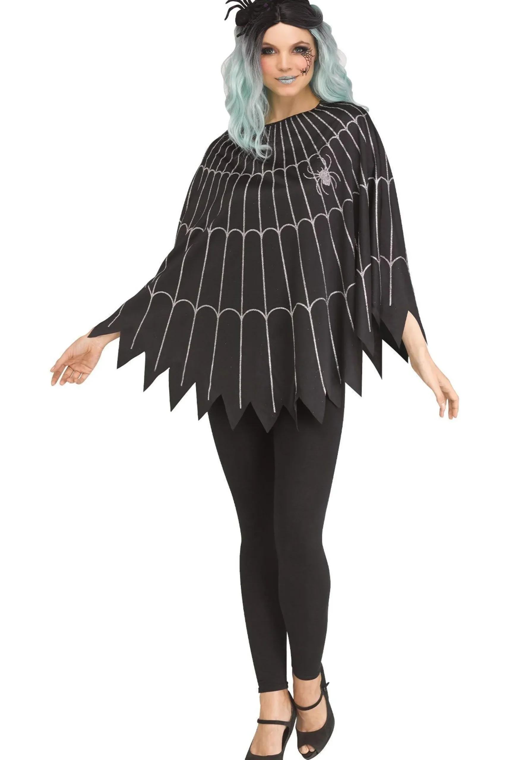 Fashion Rose Gold Glitter Spiderweb Poncho For Adults Capes, Robes