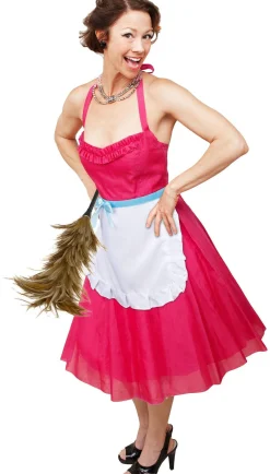 Party City 50S Happy Homemaker Apron & Feather Duster Costume Accessory Set, 2Pc|Women 1950S