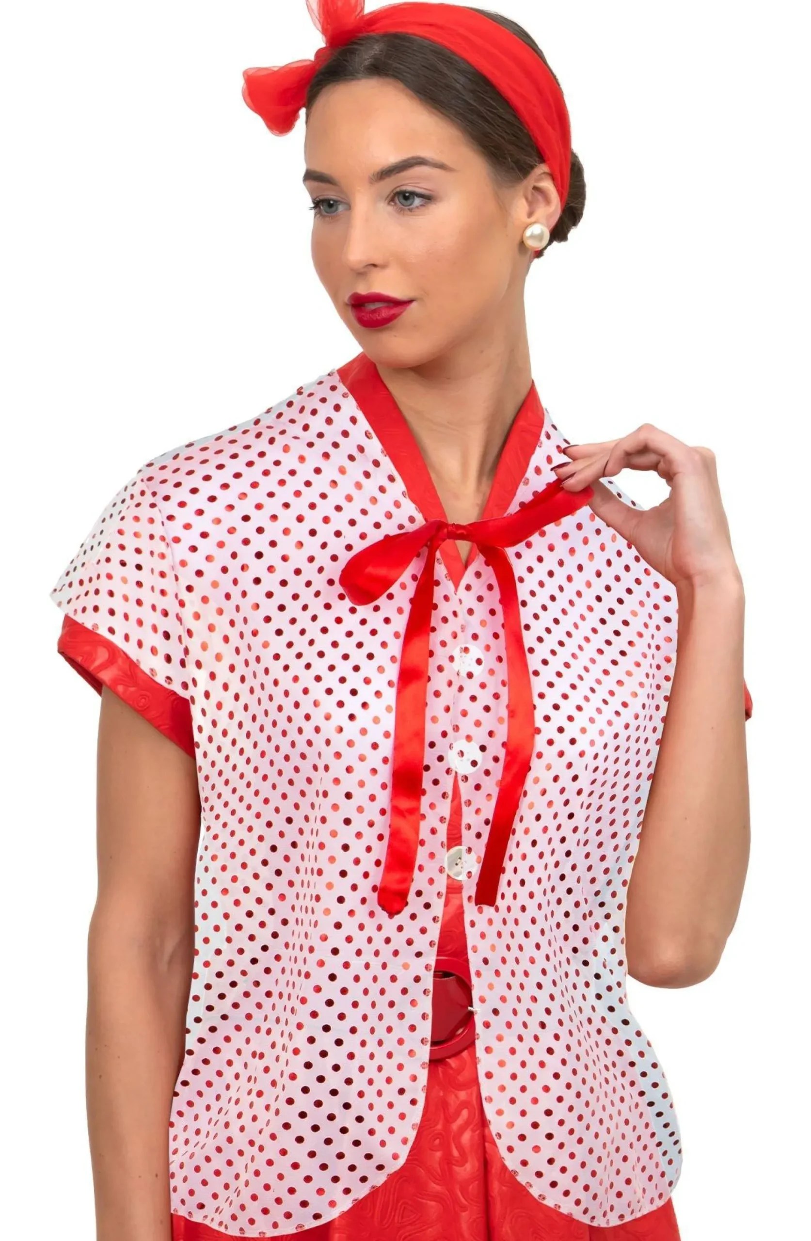Shop 50S Red & White Polka Dot Capelet For Adults Capes, Robes