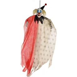 Party City Scary Red & White Polka Dot Clown Fabric & Plastic Hanging Decoration, 48In| Creepy Carnival