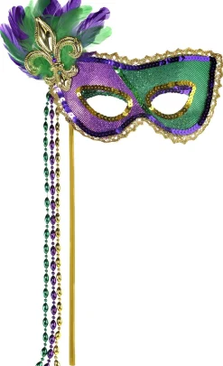 Cheap Sequin Mardi Gras Masquerade Mask On A Stick Masquerade