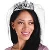 Fashion Silver Rhinestone Heart Tiara With Veil Tiaras, Crowns