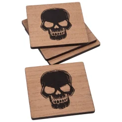 Party City Skull Fiberboard Coasters, 4In, 4Ct| Home Décor