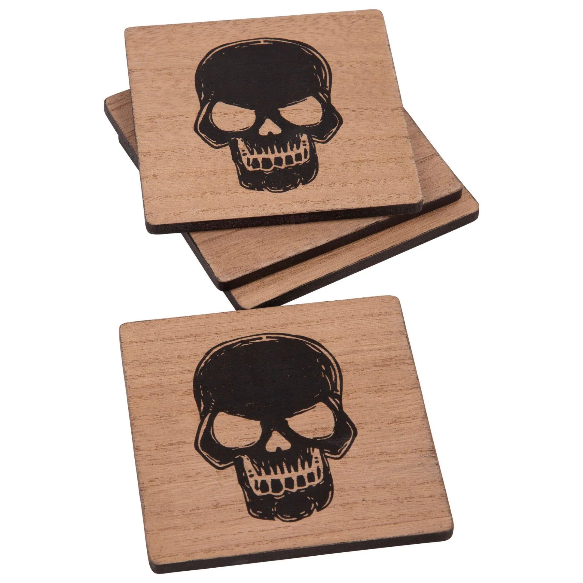 Party City Skull Fiberboard Coasters, 4In, 4Ct| Wicked Haunting
