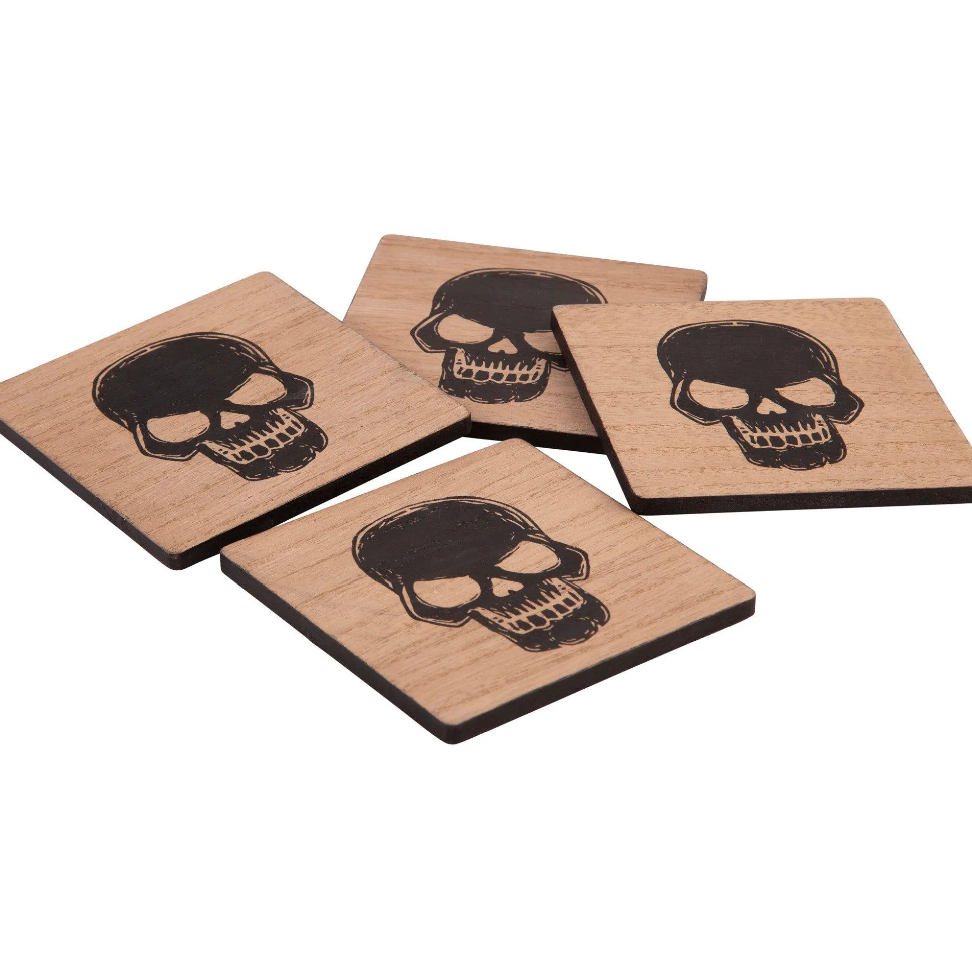 Party City Skull Fiberboard Coasters, 4In, 4Ct| Wicked Haunting