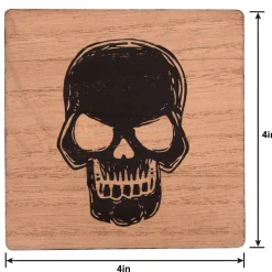 Party City Skull Fiberboard Coasters, 4In, 4Ct| Boneyard Glam