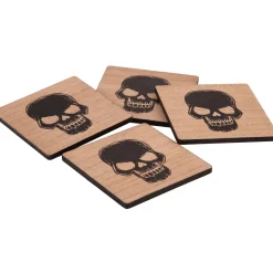 Party City Skull Fiberboard Coasters, 4In, 4Ct| Boneyard Glam