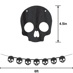 Party City Skull Wood Garland, 6Ft| Creepy Carnival