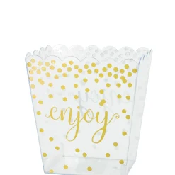 Fashion Small Metallic Gold Polka Dots Plastic Scalloped Container Candy Buffet By Color