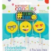 Hot Smiley Birthday Toothpick Candles 4Ct Baking Supplies