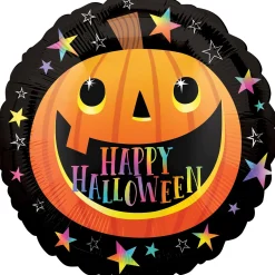 Party City Smiley Pumpkin Halloween Round Foil Balloon, 17In| Balloons