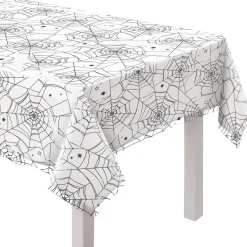 Party City Spiderweb Night Clear Plastic Table Cover, 54In X 108In| Spiderweb Night