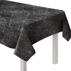 Party City Spiderweb Night Flannel-Backed Vinyl Tablecloth, 54In X 108In| Spiderweb Night
