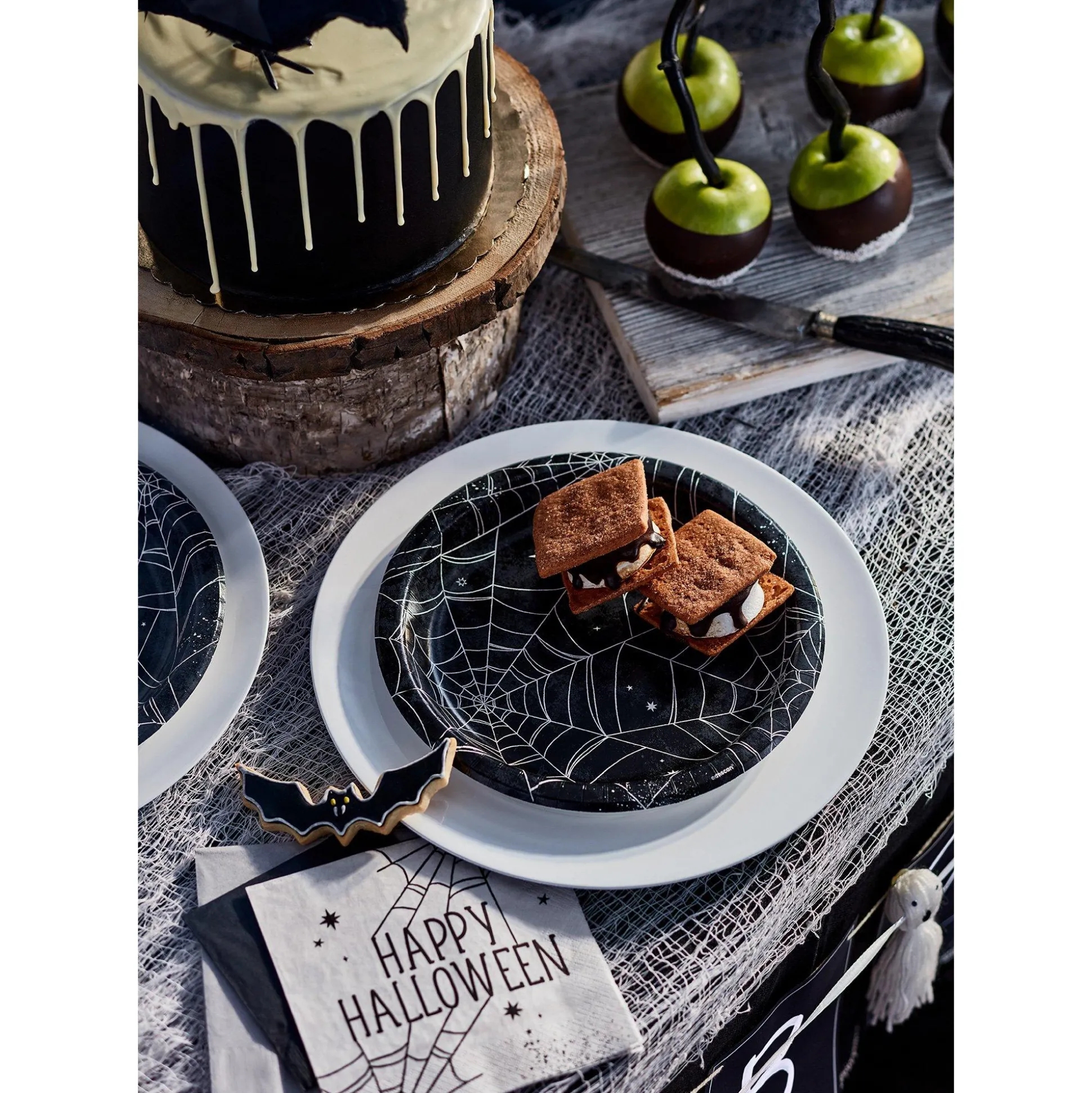 Party City Spiderweb Night Halloween Paper Dinner Plates, 10In, 20Ct| Spiderweb Night