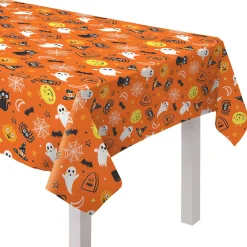 Party City Spooky Friends Halloween Flannel-Backed Vinyl Tablecloth, 52In X 90In| Tableware & Serveware