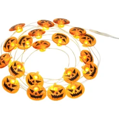 Party City Spooky Jack-O'-Lantern Halloween Led Plastic String Lights, 20 Bulbs, 6.3Ft| Strobe Lights & Black Lights