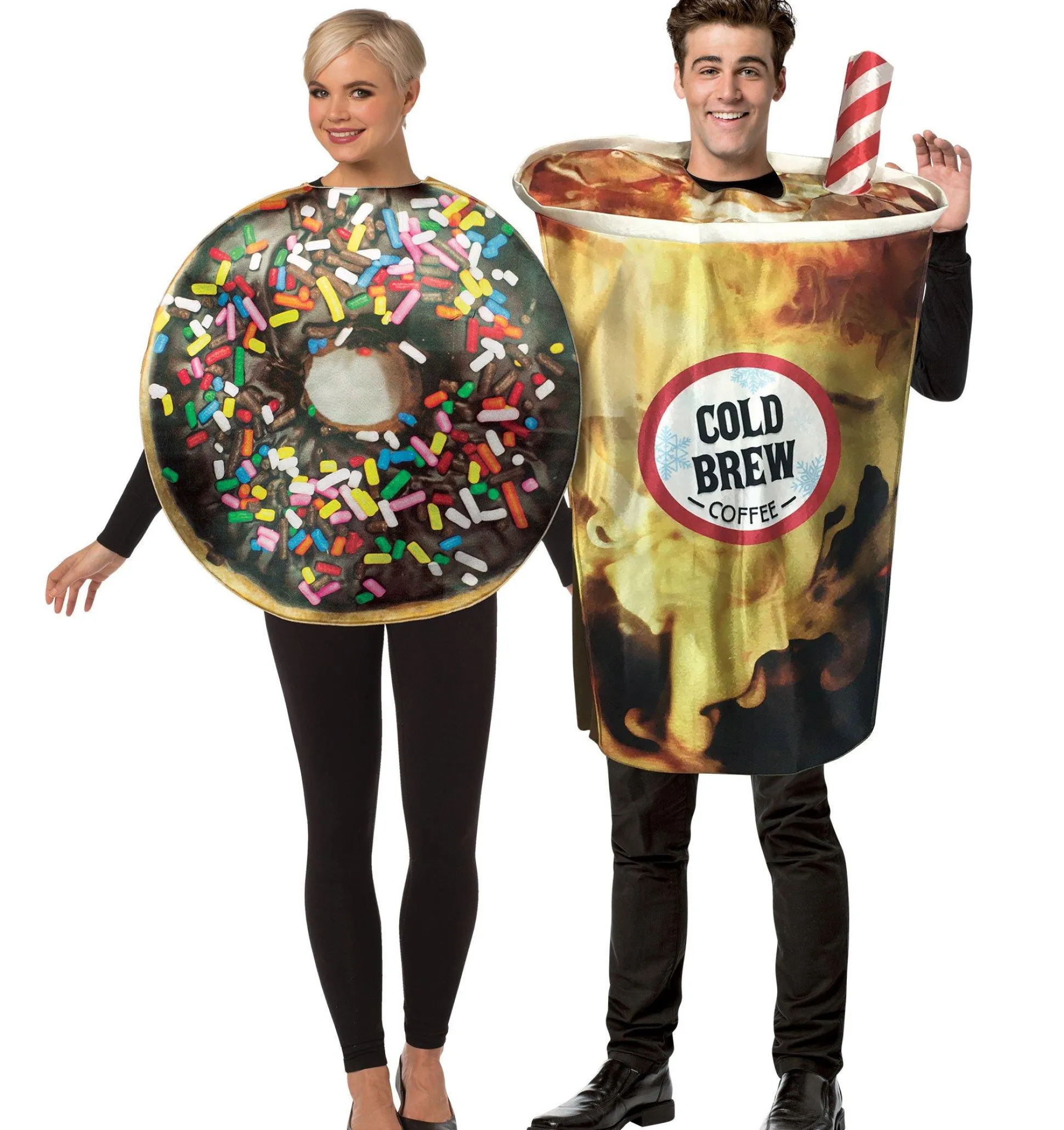 Online Sprinkle Donut & Cold Brew Coffee Couples Costumes For Adults Couples' Costumes