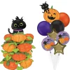 Party City Stackerz Black Cat & Pumpkins & Happy Halloween Balloon Bouquet, 9Pc| Balloons