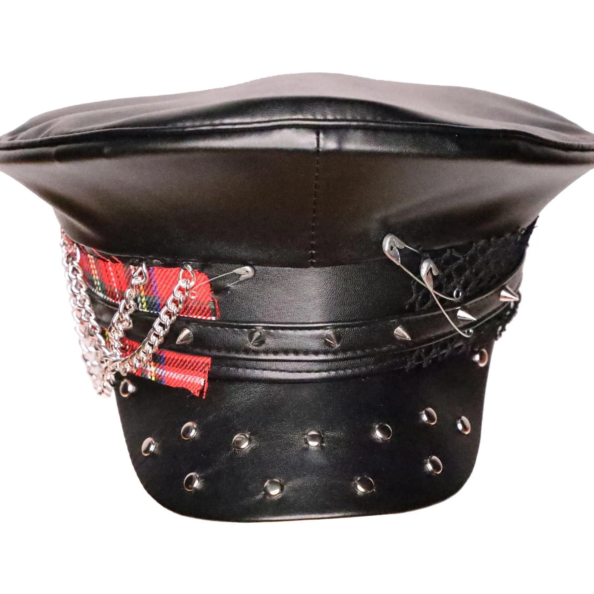 Shop Studded Black Leather Punk Hat Hats