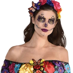 Clearance Sugar Skull Beauty Costume For Adults - Day Of The Dead Women Scary