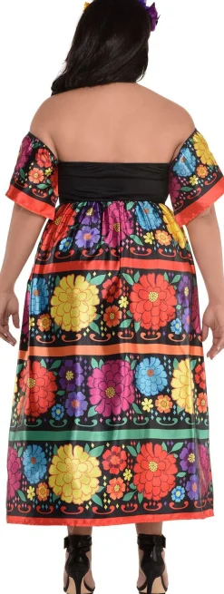 Party City Sugar Skull Beauty Plus Size Costume For Adults - Day Of The Dead|Women Scary