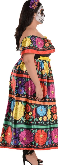 Party City Sugar Skull Beauty Plus Size Costume For Adults - Day Of The Dead|Women Scary