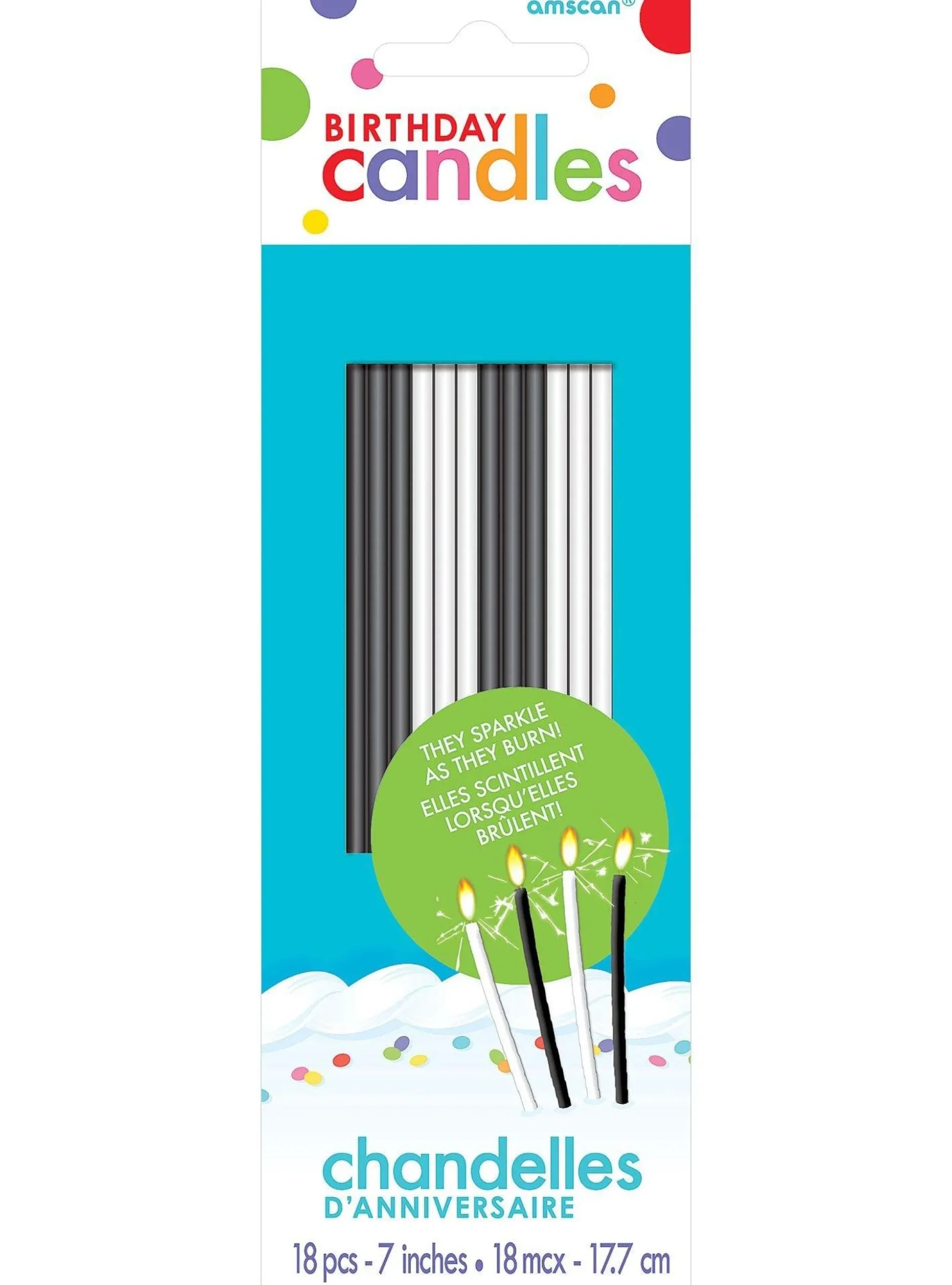 Best Tall Black & White Sparkler Birthday Candles 18Ct Baking Supplies