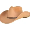 Sale Tan Cowboy Hat With Faux Leather Trim, One Size Hats